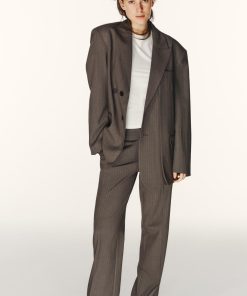 ÁO KHOÁC BLAZER OVERSIZE KẺ SỌC VẢI DỆT KÉP